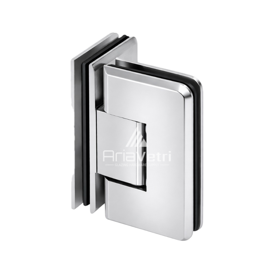 AC090 Heavy Duty Glass to Glass 90 Degree Woodstock Radius Bevelled Hinge