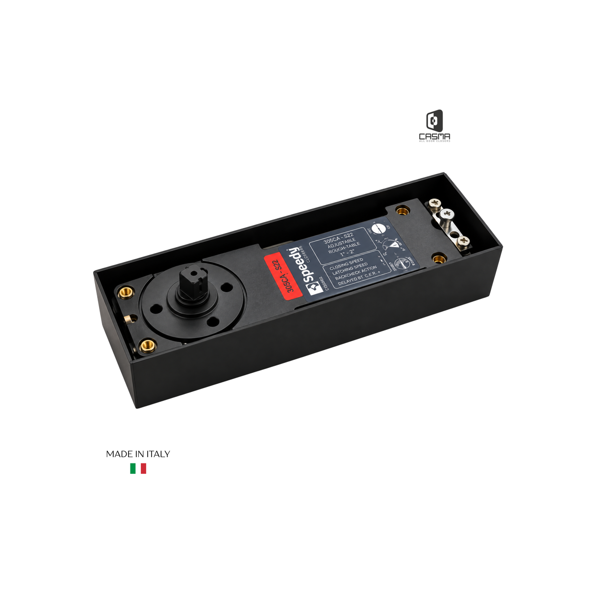 CAS3000R105HIS Red 105 Degree Hold Open Floor Closer with Interchangeable Spindle