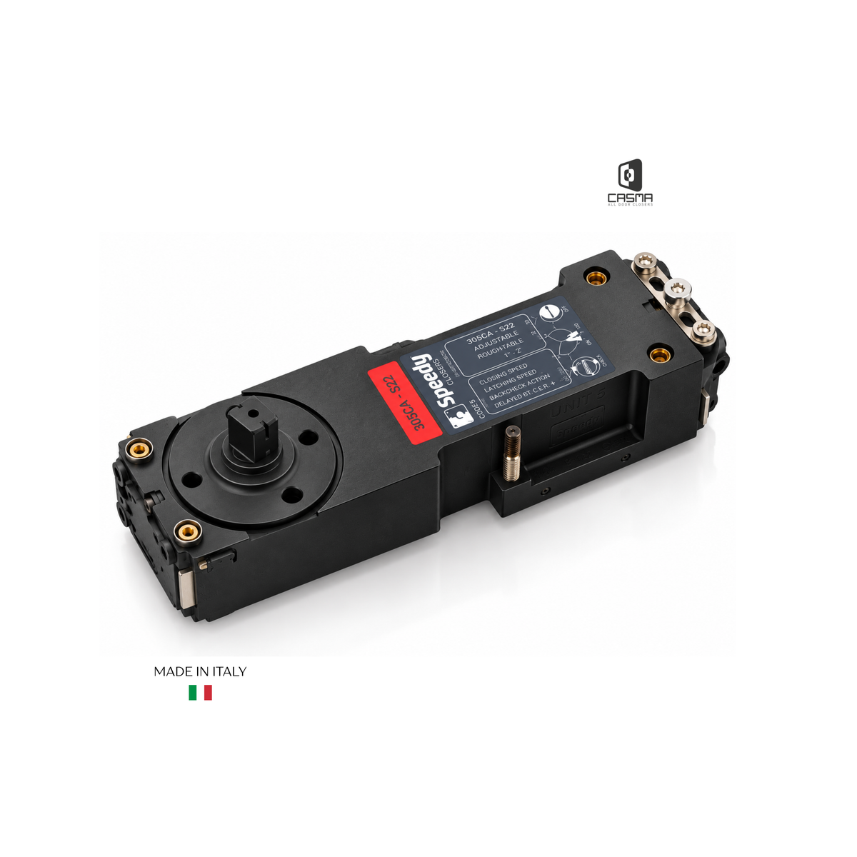 CAS3000R90HIS Red 90 Degree Hold Open Floor Closer with Interchangeable Spindle