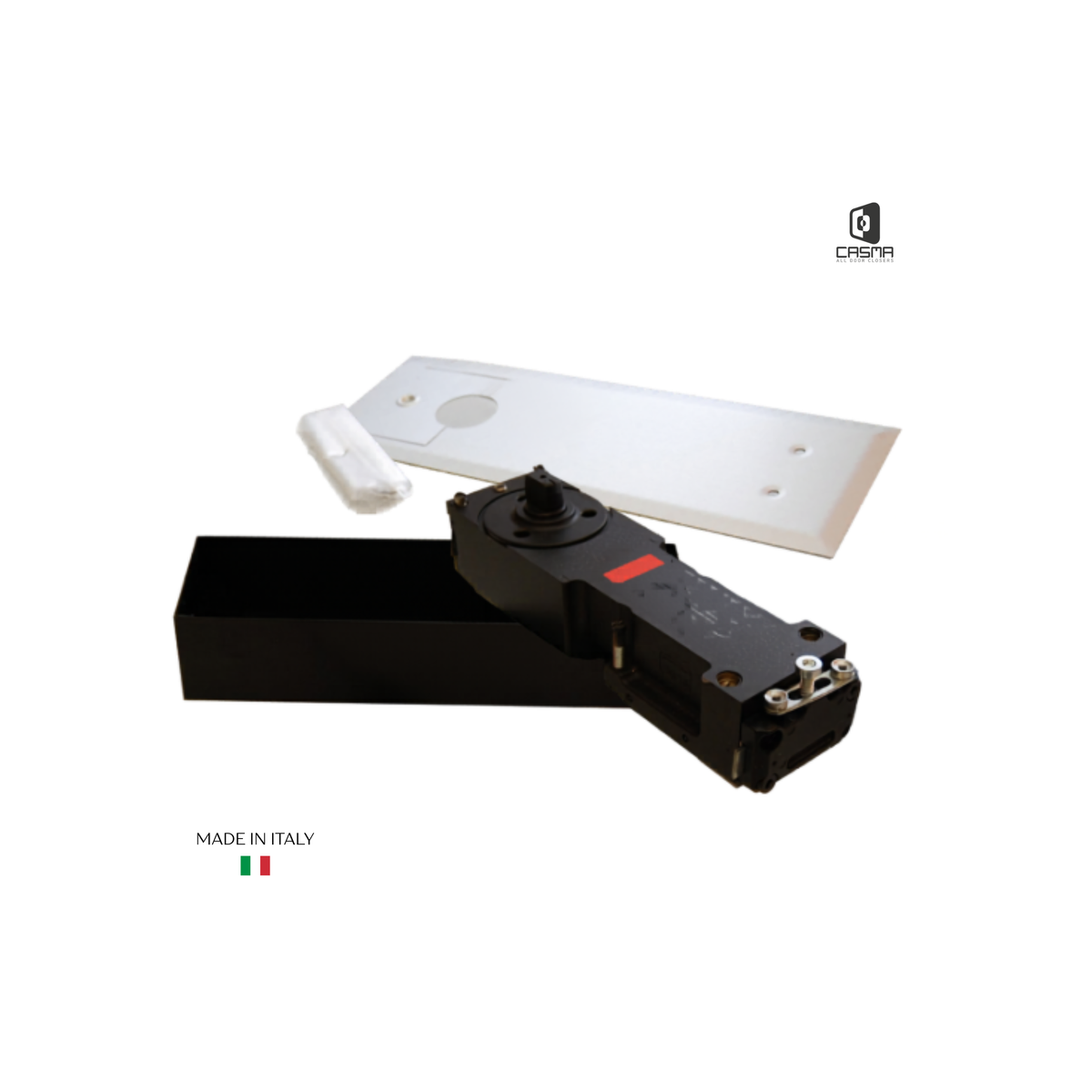 CAS3000R90HIS Red 90 Degree Hold Open Floor Closer with Interchangeable Spindle