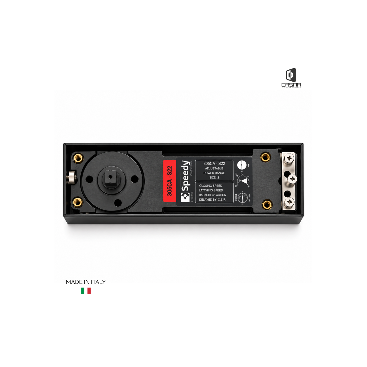 CAS3000R90HIS Red 90 Degree Hold Open Floor Closer with Interchangeable Spindle