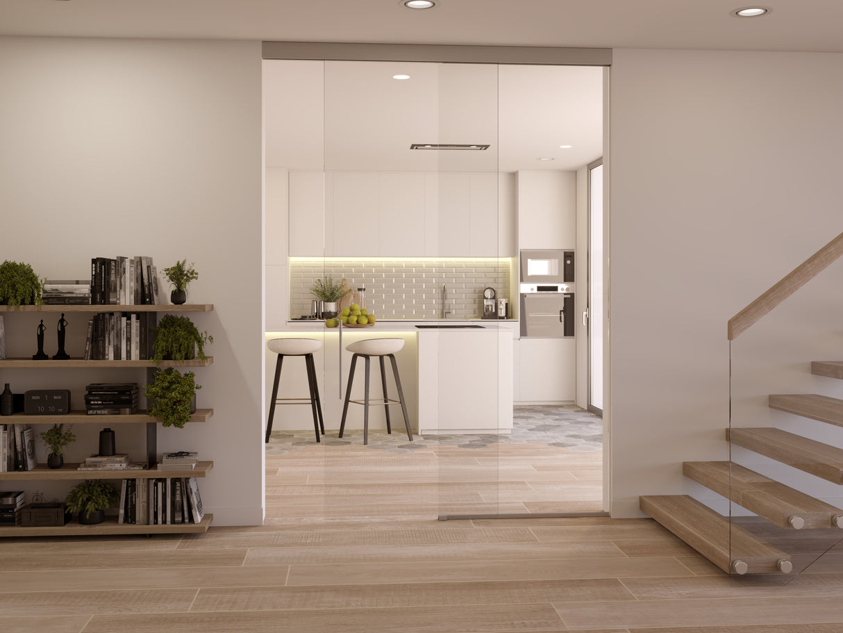 GLD2 GlideWall Single Sliding Door & Fixed Panel Kit with SoftBrake