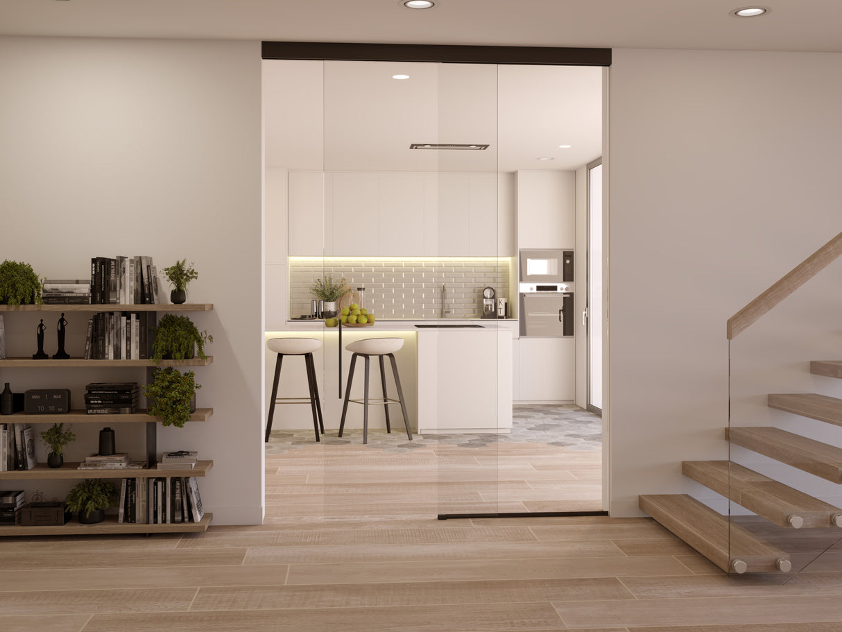 GLD2 GlideWall Single Sliding Door & Fixed Panel Kit with SoftBrake