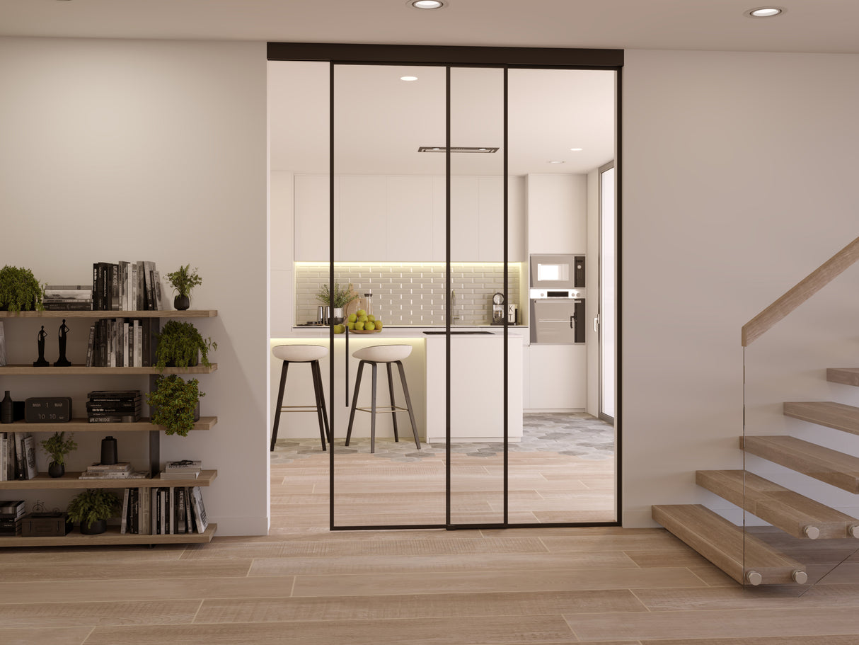 GLD2 GlideWall Single Sliding Door & Fixed Panel Kit with SoftBrake