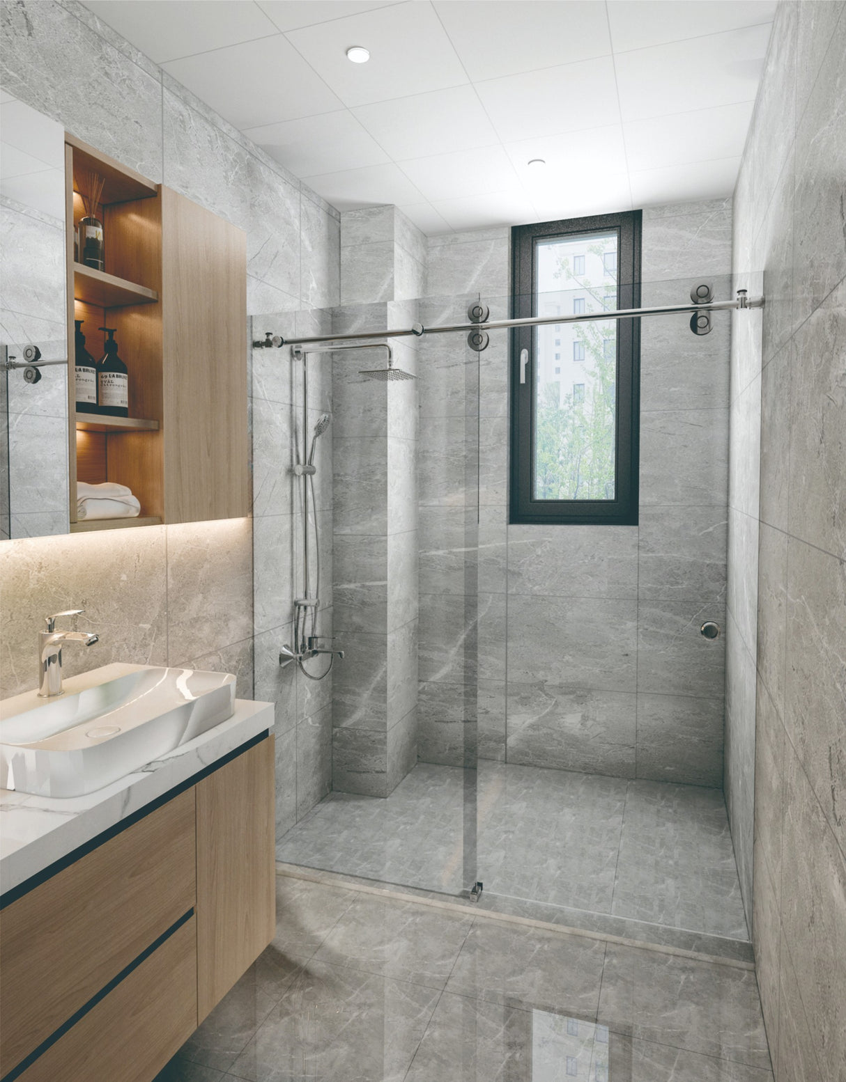 ACRES78 Single Door Round Bar SLIDING SYSTEM