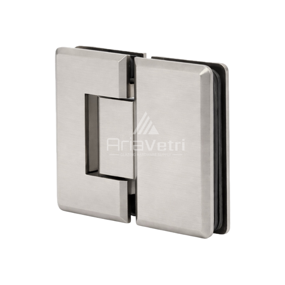 AC380 Heavy Duty Glass to Glass 180 Adjustable Woodstock Radius Corner Hinge