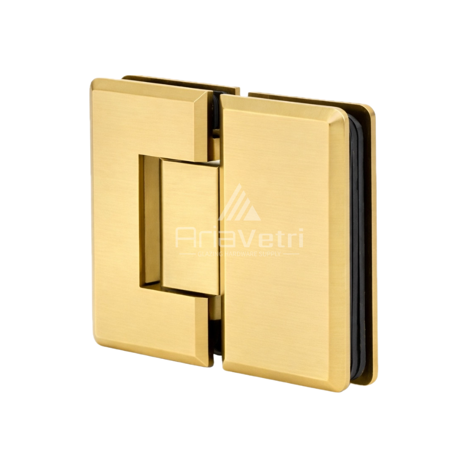 AC380 Heavy Duty Glass to Glass 180 Adjustable Woodstock Radius Corner Hinge