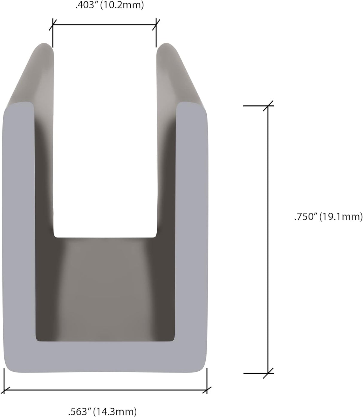 ASU38 Aria 3/4" U-Channel 95" Long